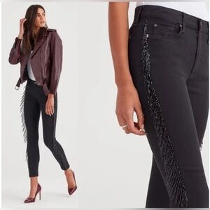 7 For All Mankind b(air) Ankle Skinny Jeans w/ Beaded Fringe – Size 26